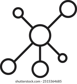 The black network icon represents connectivity, communication, or data exchange. Its simple design is ideal for illustrating technology, internet, or networking concepts in both digital.