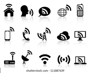 black network icons set