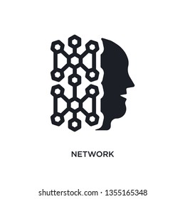 black network isolated vector icon. simple element illustration from artificial intelligence concept vector icons. network editable black logo symbol design on white background. can be use for web