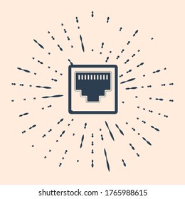Black Network port - cable socket icon isolated on beige background. LAN port icon. Ethernet simple icon. Local area connector icon. Abstract circle random dots. Vector Illustration