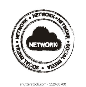 black network seal with cloud, grunge style. vector illustration