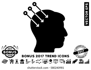 Black Neural Interface Connectors pictogram with bonus 2017 trend clip art. Vector illustration style is flat iconic symbols, white background.
