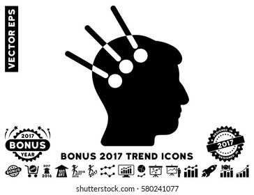 Black Neural Interface icon with bonus 2017 year trend design elements. Vector illustration style is flat iconic symbols, white background.
