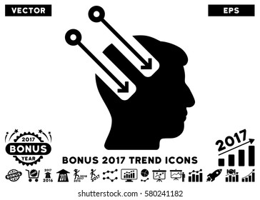 Black Neural Interface icon with bonus 2017 year trend pictures. Vector illustration style is flat iconic symbols, white background.
