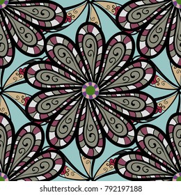 Black, neutral and blue colors with colored ornament mandala, based on ancient greek and islamic ornaments. For wedding invitation, book cover or flyer.