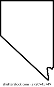 Black Nevada state map outline vector illustration. Minimalist geographical icon featuring the "Silver State" boundaries isolated on white background. Professional regional graphic for tourism branding, travel stickers, and vinyl cutting.
