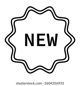 Black new badge icon with zigzag border on white background