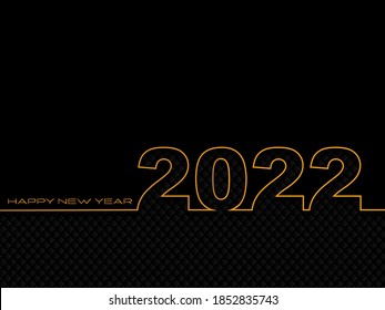 Black New Year background. Happy New Year 2022 logo text design. Cover of business diary for 2022 with wishes. Brochure design template, card, banner. Vector illustration.