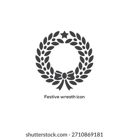 Black "New Year" Typography Icon Vector with Stars and Bow for Holiday Gift Tag, Greeting Card, and Festive Graphics.