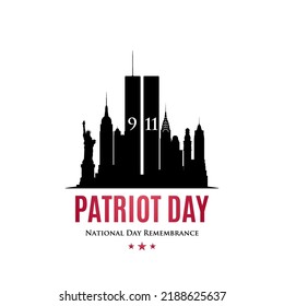 Black New York Skyline with twin towers. Patriot Day 911 design. National day remembrance. Minimalistic vector design.