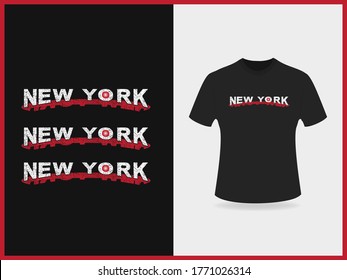 Black New York Slogan Typography T shirt.