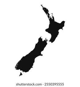 Black New Zealand map on white background. Icon map of Australia. Vector illustration