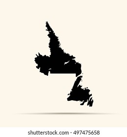 Black Newfoundland and Labrador Map Illustration