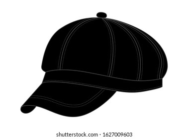 Black Newsboy Cap Template Vector On 