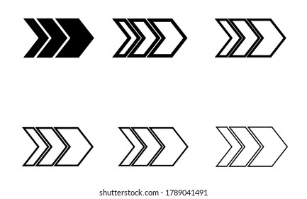 negro de los iconos de la siguiente flecha concepto de vector con fondo blanco