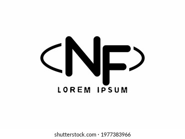 Black NF initial letter in oval shape design