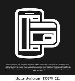Black NFC Payment icon isolated on black background. Mobile payment. NFC smartphone concept. Transfer icon. Vector Illustration