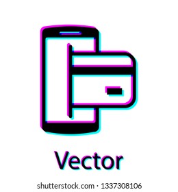 Black NFC Payment icon isolated on white background. Mobile payment. NFC smartphone concept. Transfer icon. Vector Illustration