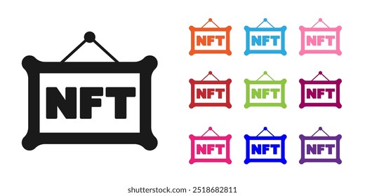 Black NFT Digital crypto art icon isolated on white background. Non fungible token. Set icons colorful. Vector