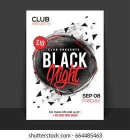 Black Night Flyer, Musical Party Template layout with abstract background.