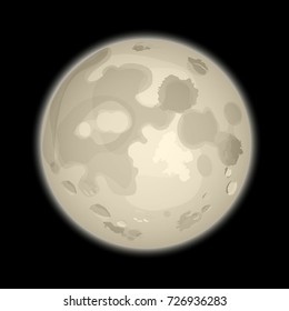 Black night halloween background with full moon. Vector illustration.
