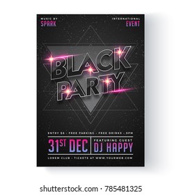 Black night party flyer or poster design.