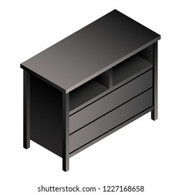 Black night stand icon. Isometric of black night stand vector icon for web design isolated on white background