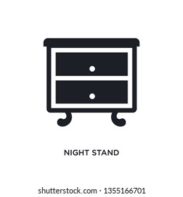 black night stand isolated vector icon. simple element illustration from furniture & household concept vector icons. night stand editable black logo symbol design on white background. can be use for
