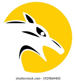 schwarzer Nachtwolf, Vektorgrafik auf gelbem Hintergrund
