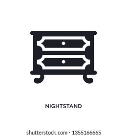black nightstand isolated vector icon. simple element illustration from furniture & household concept vector icons. nightstand editable black logo symbol design on white background. can be use for