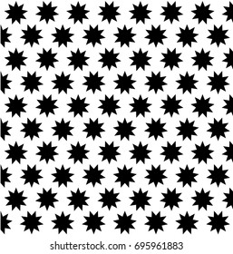 Black nine pointed star on white background - vector pattern,  Symbol of Bahai Faith pattern, Baha'i symbol,