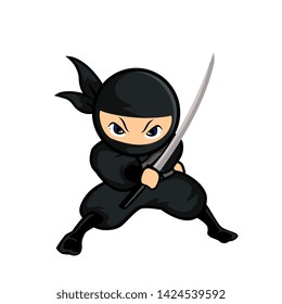 Black ninja 6 stand with one hand holding a sword ready to fight