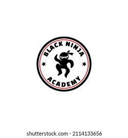 Black Ninja Akademie Logo Konzept. Vektorgrafik