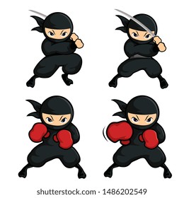 black ninja boxing and sword sets