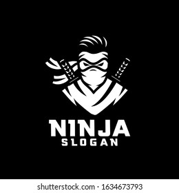 black ninja character logo design cartoon