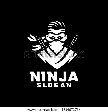 black ninja character logo design cartoon