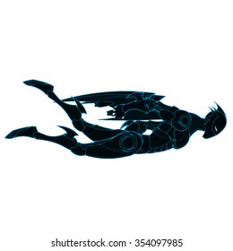 Black Ninja Flying Cartoon Vector
