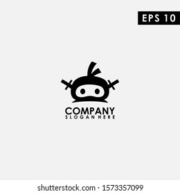 Black Ninja Head Logo Design Vector Template. Modern Design. Vector Illustration