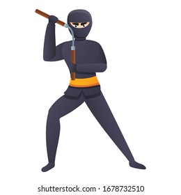 Icono negro ninja. Dibujo de un icono negro del vector ninja para el diseño web aislado en fondo blanco