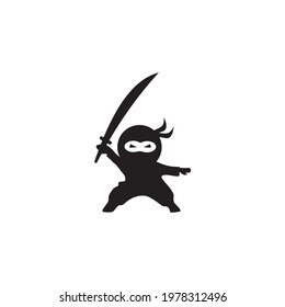Black ninja icon logo design vector template