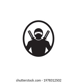 Black ninja icon logo design vector template