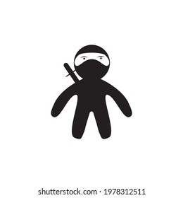 Black ninja icon logo design vector template