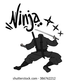 black ninja illustration