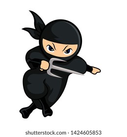 black ninja with knife in hand ready for run