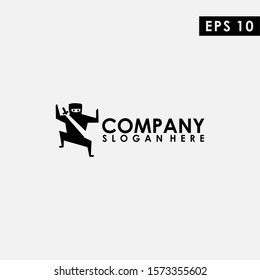 Black Ninja Logo Design Vector Template. Modern Design. Vector Illustration