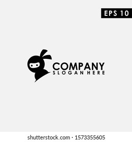 Black Ninja Logo Design Vector Template. Modern Design. Vector Illustration