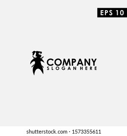 Black Ninja Logo Design Vector Template. Modern Design. Vector Illustration