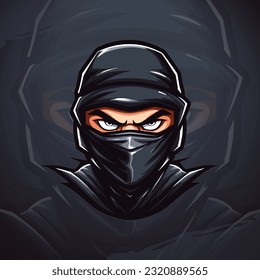 Black Ninja Logo: Powerful Vector Illustration for Dominant Sport and E-Sport Teams