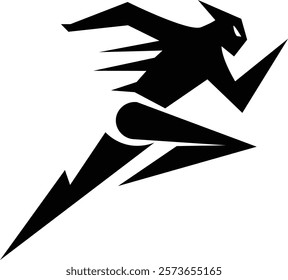 Black Ninja Running Silhouette Vector.