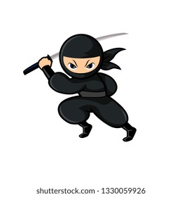 black ninja running with sword can be used as logo or mascot